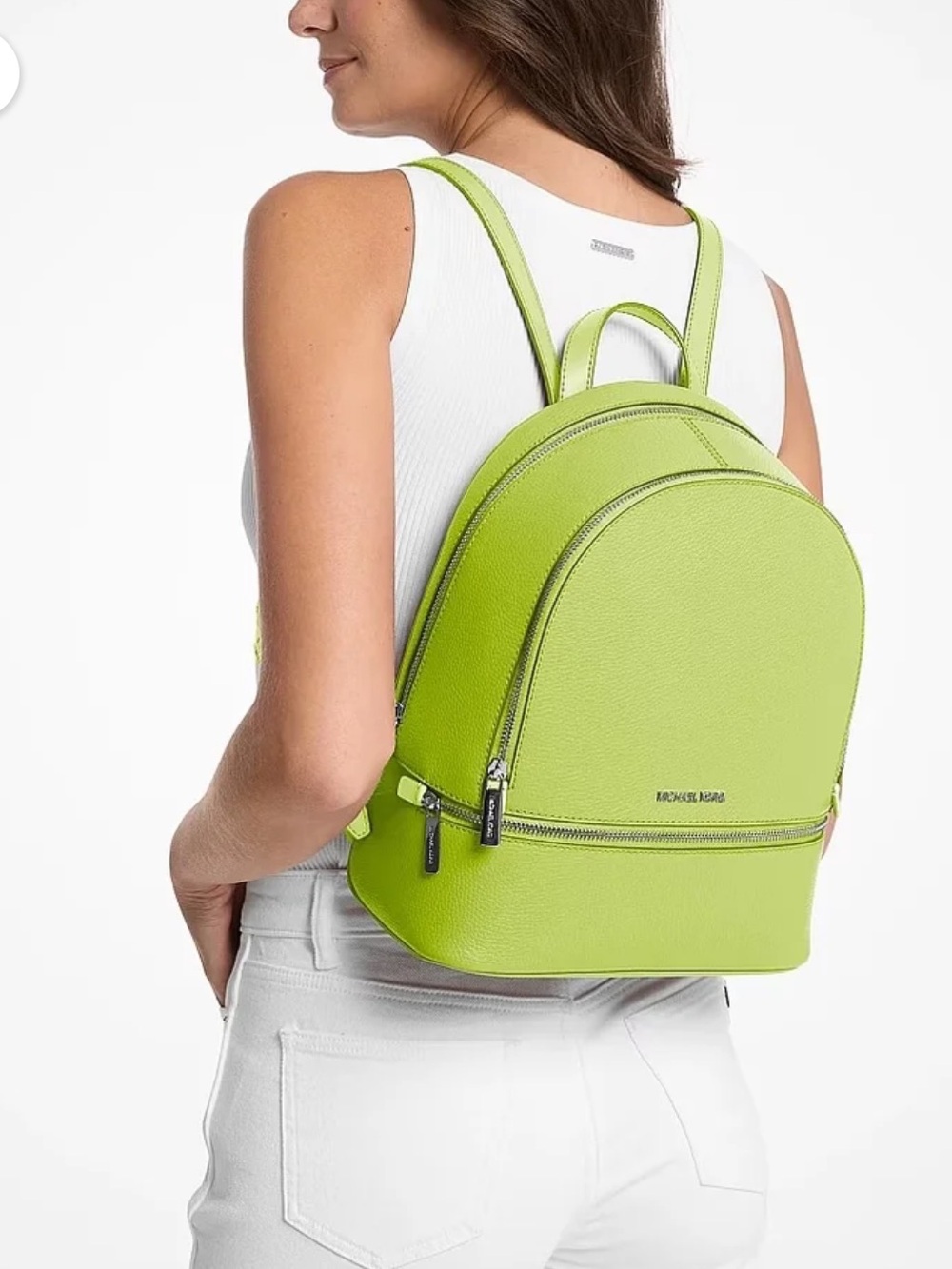 Michael Kors Rhea medium backpack and wallet Set Lime - Picture 3 of 16